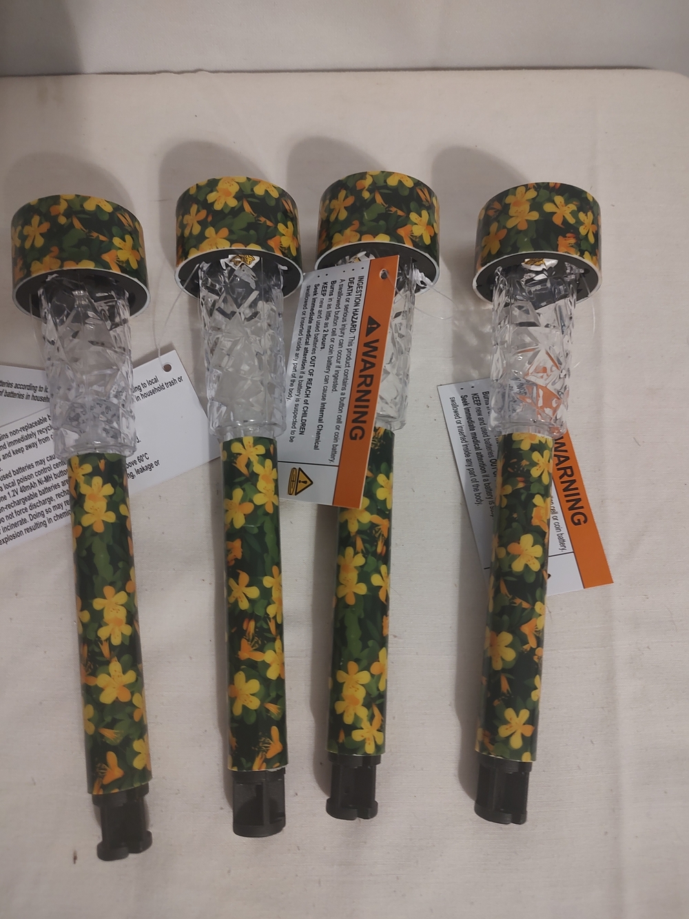 Source Unknown Yellow Floral Solar Path Lanterns